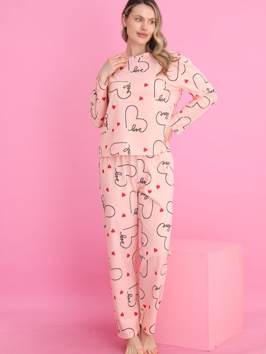 Siyah Inci Set Pijamale pentru Femei Salmon