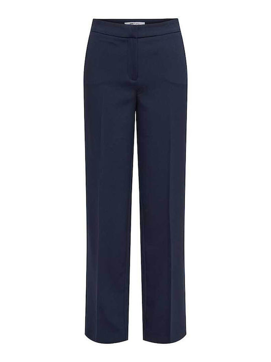 Dama Tesatura Pantaloni cu Croială Dreaptă Blue