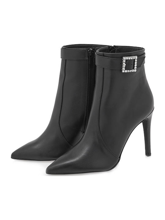Leder Stiefeletten Damen Schwarz