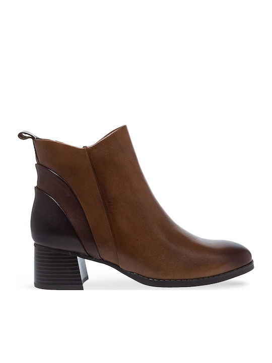 Leather Women's Ankle Boots Tabac Brown