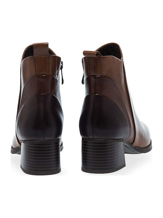 Leather Women's Ankle Boots Tabac Brown