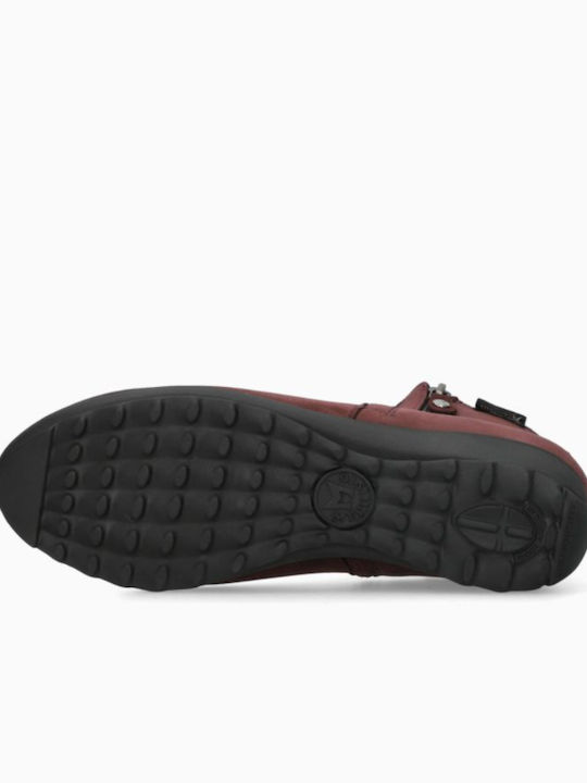 Leder Stiefeletten Damen Burgundisch