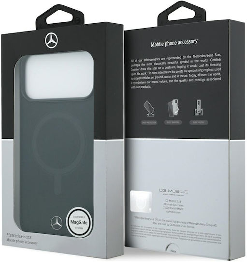 Mercedes-Benz Smooth Umschlag Rückseite Leder Schwarz (iPhone 17 Pro Max)