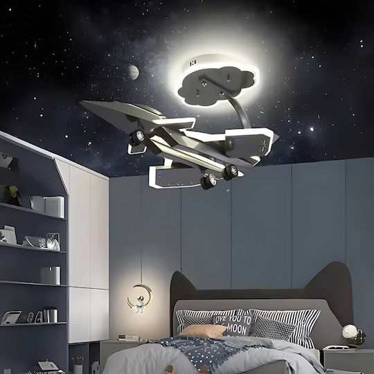 Alista Home Single-Light Kids Ceiling Light Mount Ceiling Light from Metal 100W with E27 Base Gray