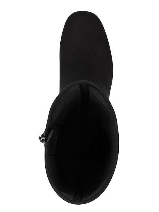 Synthetic Leather Medium Heel Women's Boots Black