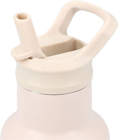Kidzroom Sticlă Pentru Copii Termos Din Oțel Inoxidabil Cu Pai Bej 350ml