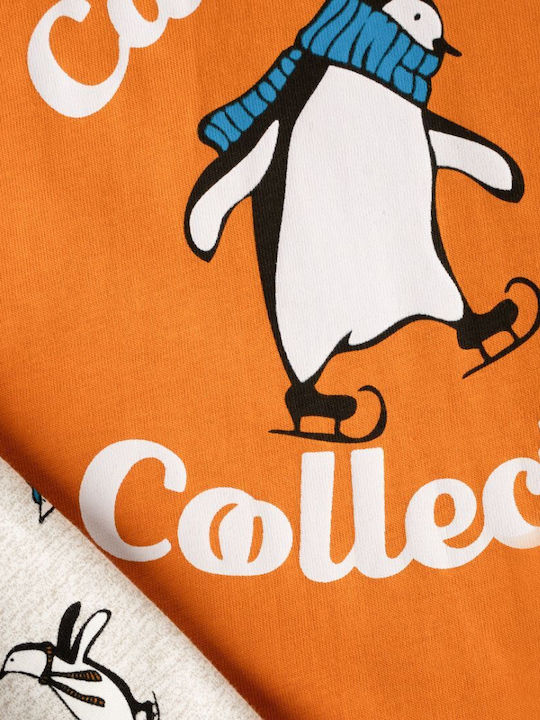 Minerva Kids Winter Orange Pajamas Penguin