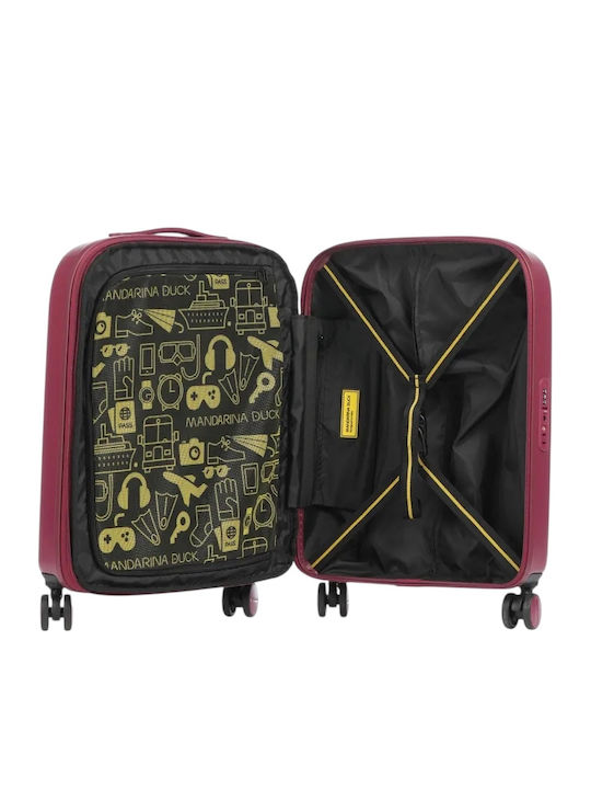 Mandarina Duck Logoduck+ Valiză de Călătorie de Cabină Dură Burgundy cu 4 Roți Înălțime 55 cm