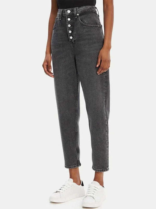 Hoch tailliert Damenjeans in Mom-Passform Gray
