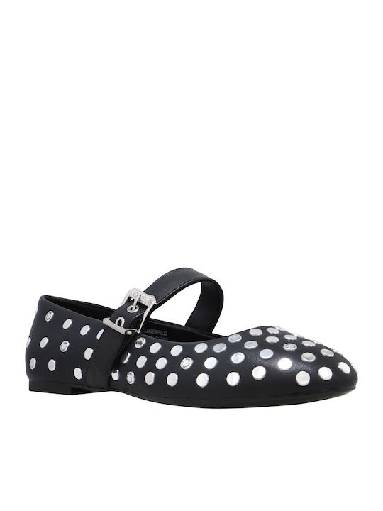 Karl Lagerfeld Synthetic Leather Ballerinas With strap Black