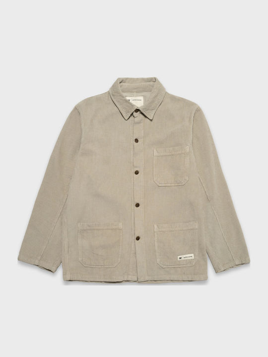 Дълъг Ръкав Рипсено Кадифе Overshirt в Стандартна Кройка Abbey Stone