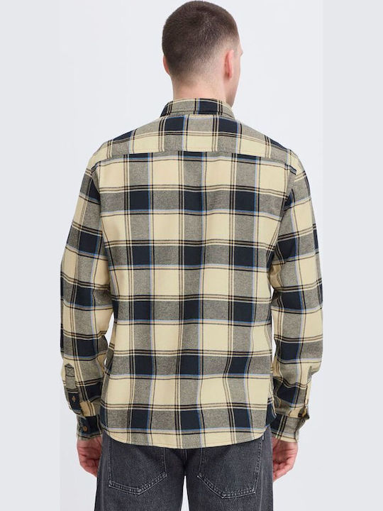 Long-sleeved Flannel Shirt Checked Blue