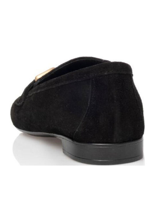 Leather Women's Moccasins in Black Color