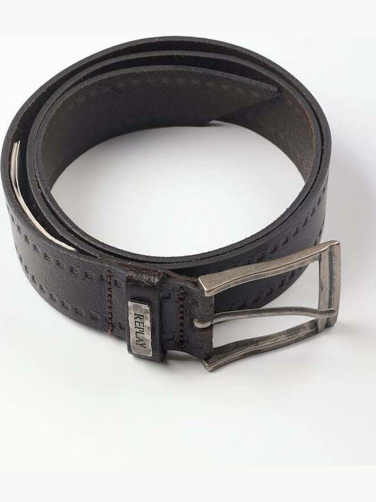 Wide Men's Belt Leather Brown