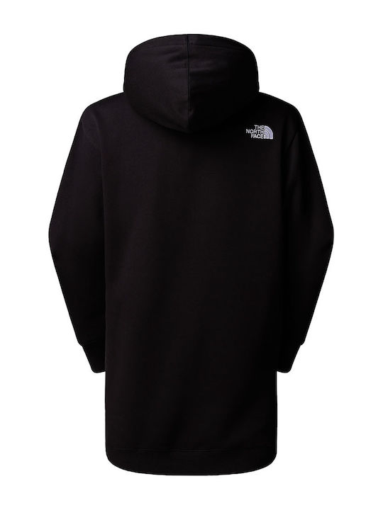 Rochie Mini Sport Mânecă Lungă Cu Glugă Neagră