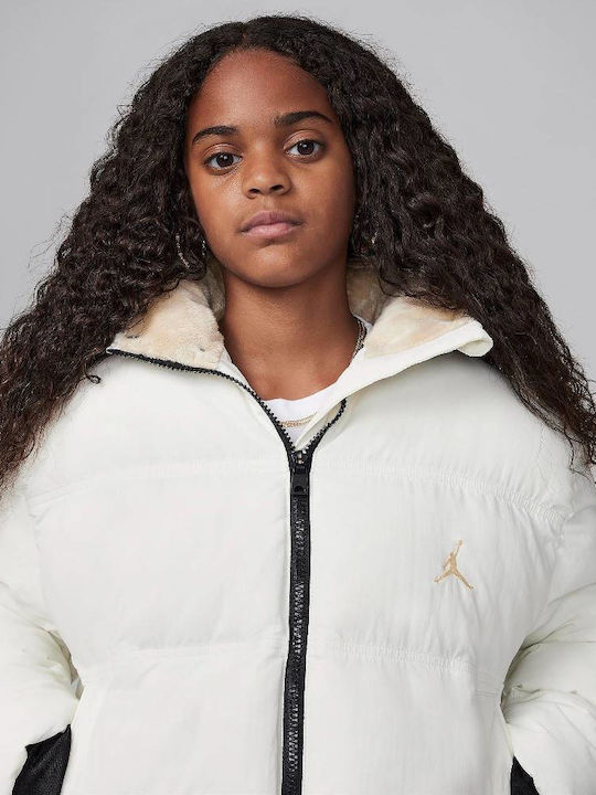 Kids' Quilted Jacket with Hood White
