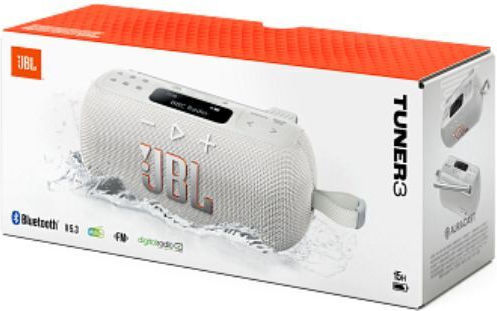 JBL Tuner 3 Αδιάβροχο Ηχείο Bluetooth 7W με Ραδιόφωνο και Διάρκεια Μπαταρίας έως 15 ώρες Λευκό