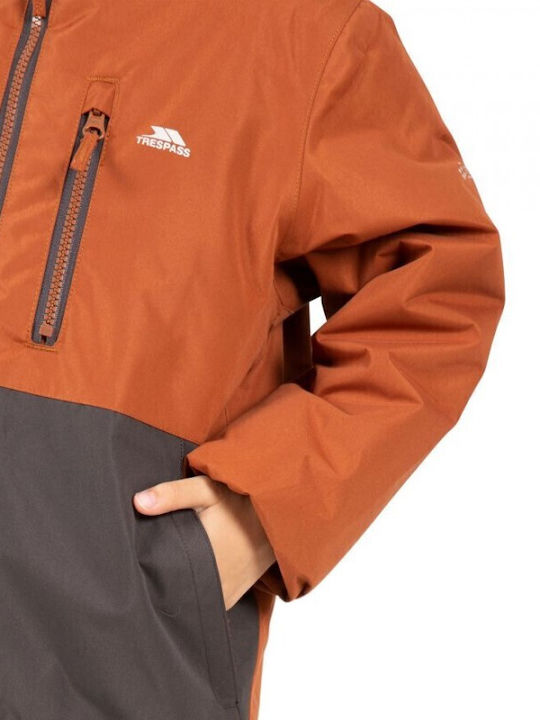 Wasserdicht Kinder Parka Lang mit Kapuze Braun