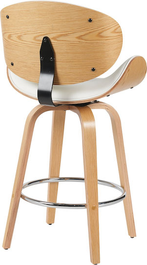 Stool Bar with Backrest Wooden White 52x55x107cm