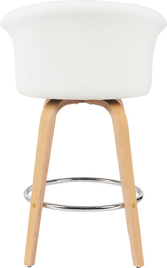 Stool Bar with Backrest Wooden White 50x50x103cm