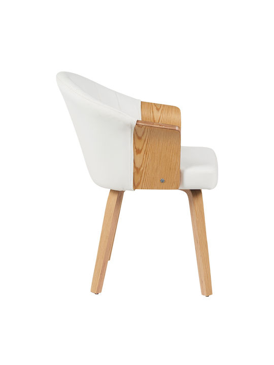 Dining Room Wooden Armchair White/Natural 55x58x78cm