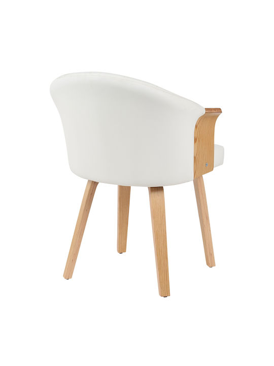 Dining Room Wooden Armchair White/Natural 55x58x78cm
