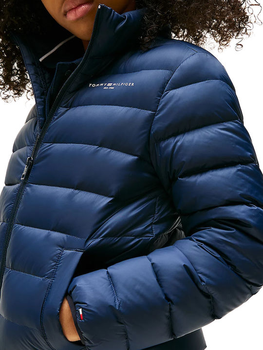 Essential Light Down Kids Casual Short Jacket Dark Night Navy
