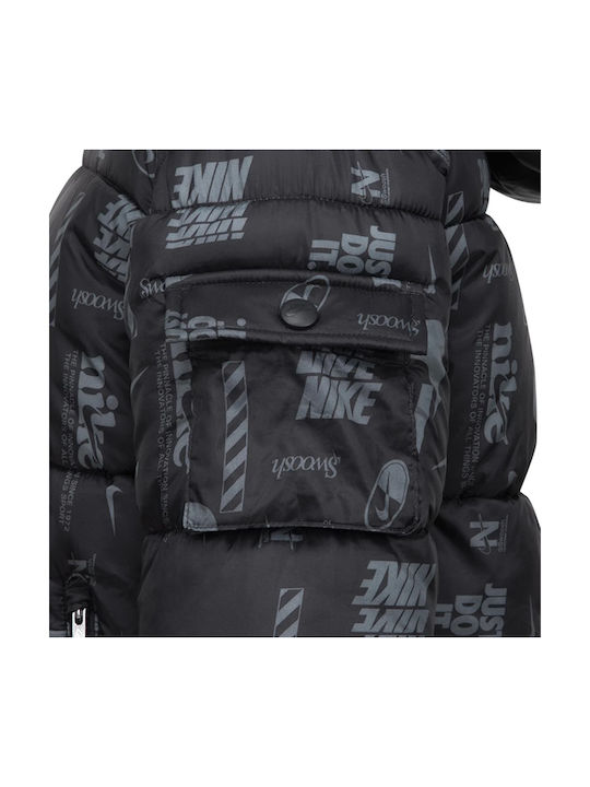 Kinder Sportjacke mit Futter & Kapuze Schwarz