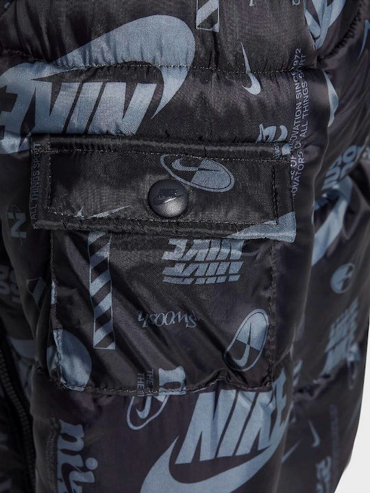 Kinder Sportjacke mit Futter & Kapuze Schwarz
