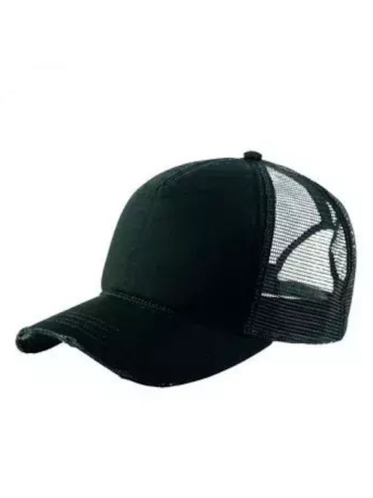Atlantis Rapper Destroyed Five-Panel Jockey Mesh Hat Rapper Destroyed Black Black