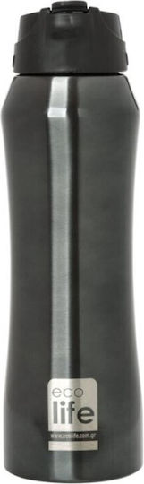 Ecolife Recyclable Bottle Thermos Stainless Steel / Plastic BPA Free 550ml Blue with Straw