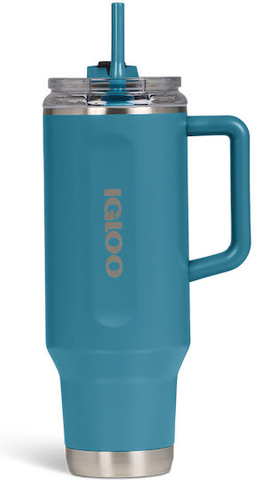 Igloo Handled Tumbler Thermos Plastic 1.183lt WHITE with Straw and Handle