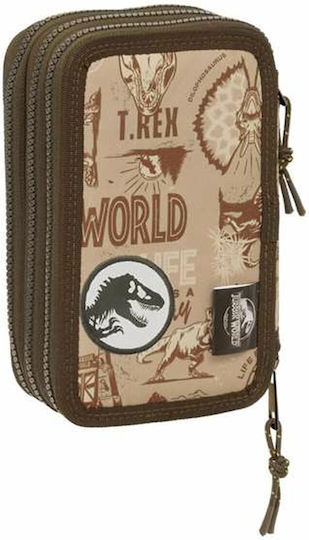 Jurassic World Federmäppchen mit 3 Fächern Braun