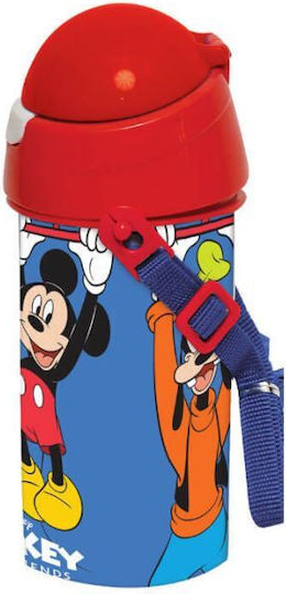 Gim Mickey Kids Water Bottle Mickey Plastic with Straw 500ml