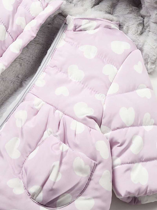 Kids' Casual Jacket Short Double Sided with Lining & Hood Lilac