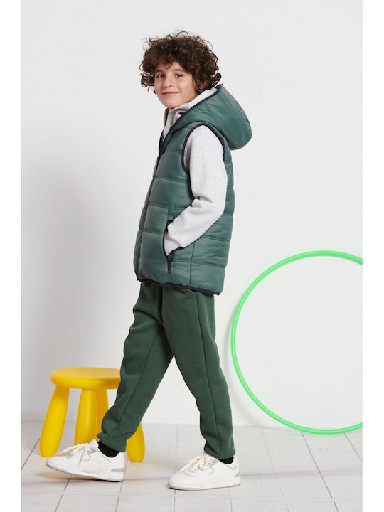 Kids' Sports Jacket Sleeveless with Hood Green