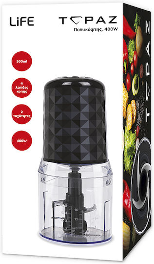 Life Topaz Mini Chopper Multi 400W With 500ml Capacity Black