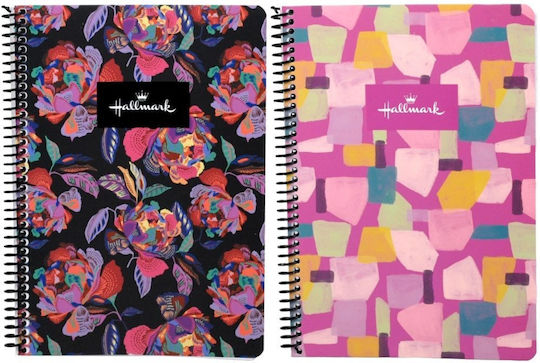 Hallmark Spiral Notebook Ruled B5 70 Sheets 2 Subjects 1pcs (Μiscellaneous Designs)