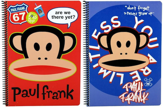 Paul Frank Σπιράλ Τετράδιο Ριγέ Α4 70 Φύλλων 2 Θεμάτων