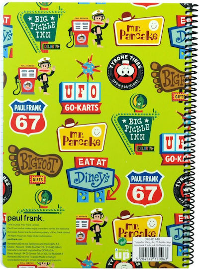 Paul Frank Σπιράλ Τετράδιο Ριγέ Α4 70 Φύλλων 2 Θεμάτων