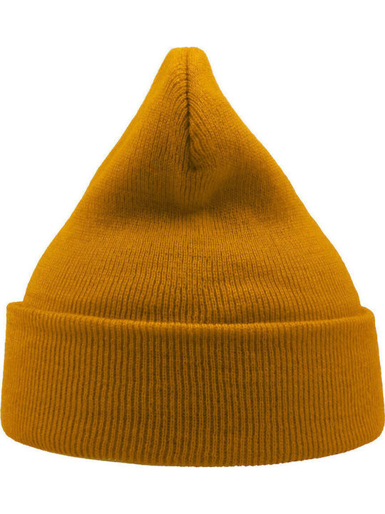 Beanie Unisex Σκούφος Πλεκτός σε Κίτρινο χρώμα