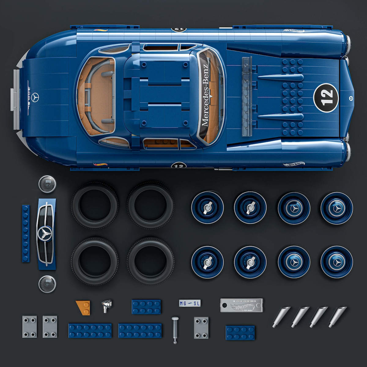 Mattel Brick Shop Cuburi de Construit Hot Wheels Premium Mercedes