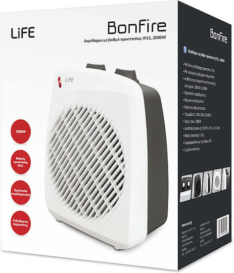 Life Bonfire Fan Heater Room Floor Alb 2000W