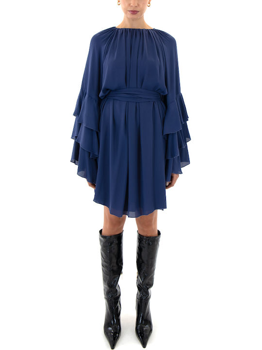 Mini Abendkleid mit Rüschen Blau