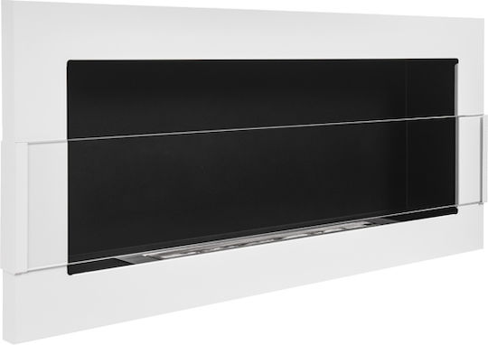 Globmetal Стенен Биоетанолова камина Вътрешно пространство Бял 90x12x40см
