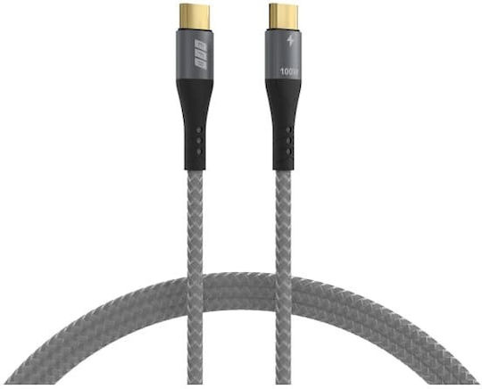 EFB Braided USB 2.0 Cable USB-C male - USB-C 100W PD Γκρι 0.5m