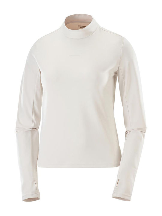 Bliss Women's Athletic Crop Top Long Sleeve Fast Drying Ecru