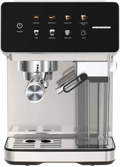 Heinner Automatic Espresso Machine 1350W Pressure 20bar for Cappuccino Silver HEM-LK20DMLK