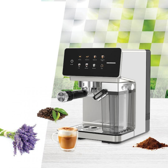 Heinner Automatic Espresso Machine 1350W Pressure 20bar for Cappuccino Silver HEM-LK20DMLK