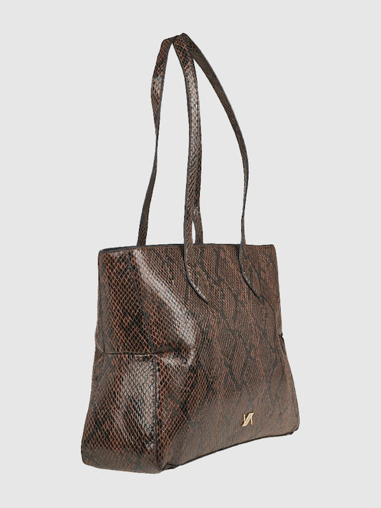 Damen-Schultertasche Animal Print Braun